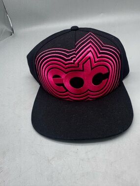 Insomniac EDC Snapback Hat Black Pink Neon Logo Adjustable Festival Rave Cap